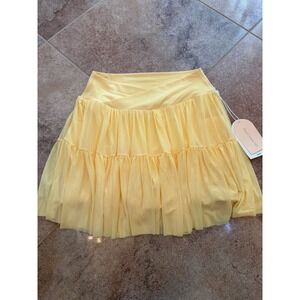 Women's Blogilates Mommy & Me Yellow Ballerina Skort Size Large Crisscross Waist